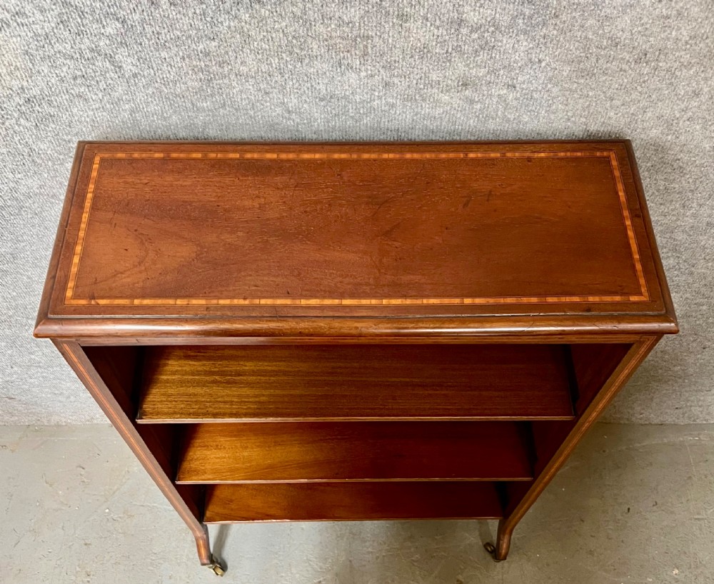 Small Edwardian Inlaid Open Bookcase View III