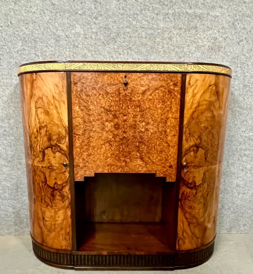 Art Deco Walnut & Amboyna Cocktail Cabinet