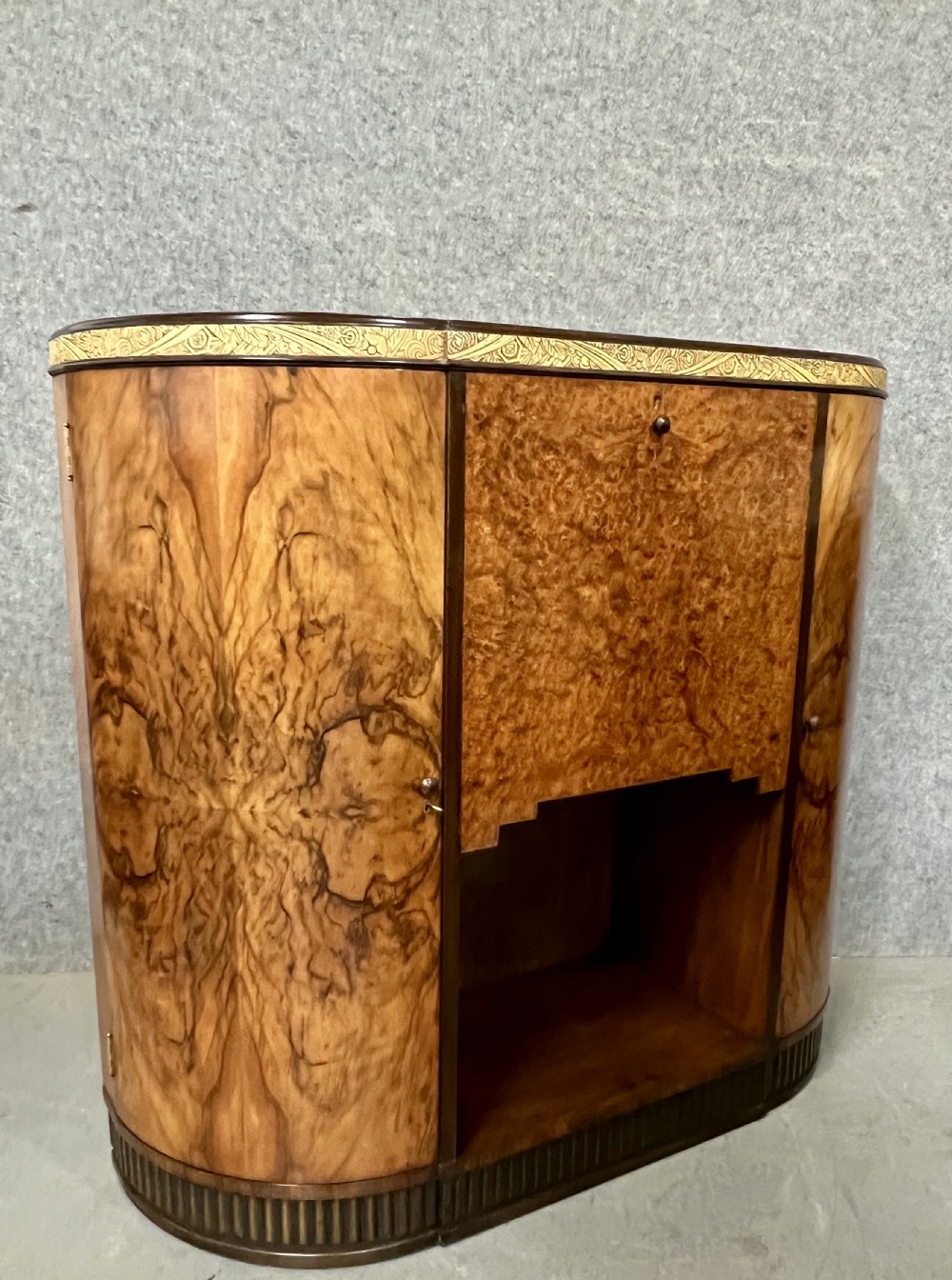 Art Deco Walnut & Amboyna Cocktail Cabinet View VI