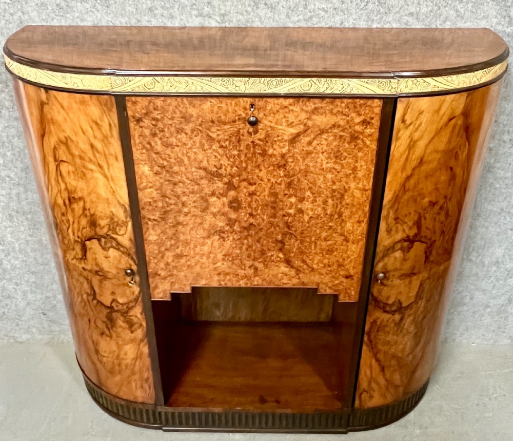 Art Deco Walnut & Amboyna Cocktail Cabinet View X