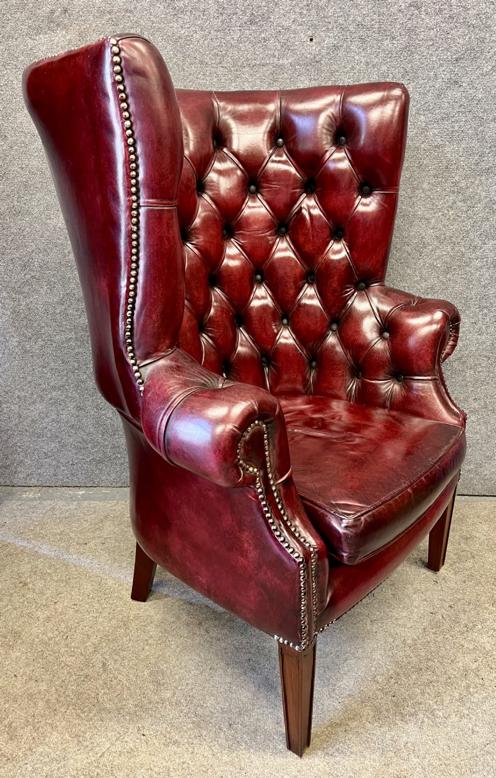 Superb George III Style Leather Porters Armchair