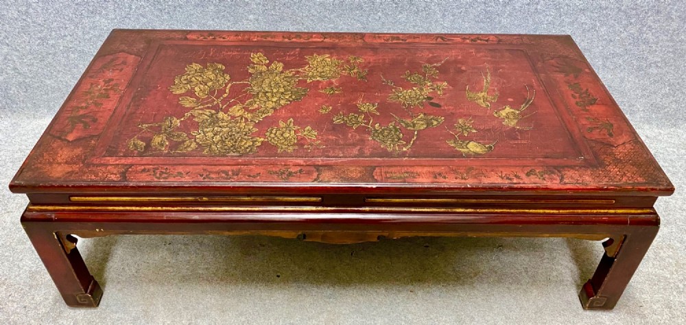 Chinoiserie Red Lacquered Coffee Table
