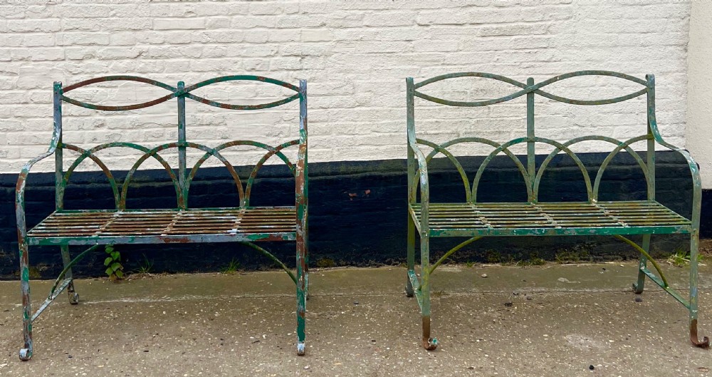 Pair of Regency Style Garden Benches View II