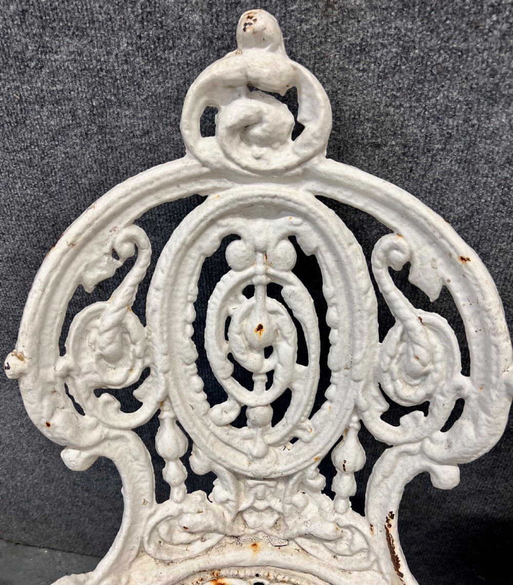 Pair Heavy Cast Iron Coalbrookdale Style Garden Chairs View IV