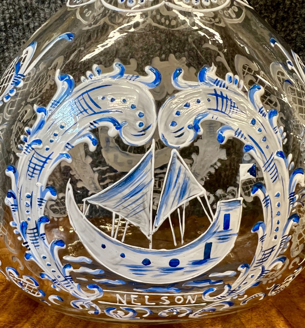 Pair Nelson Commemorative Stevens & Williams Decanters View III