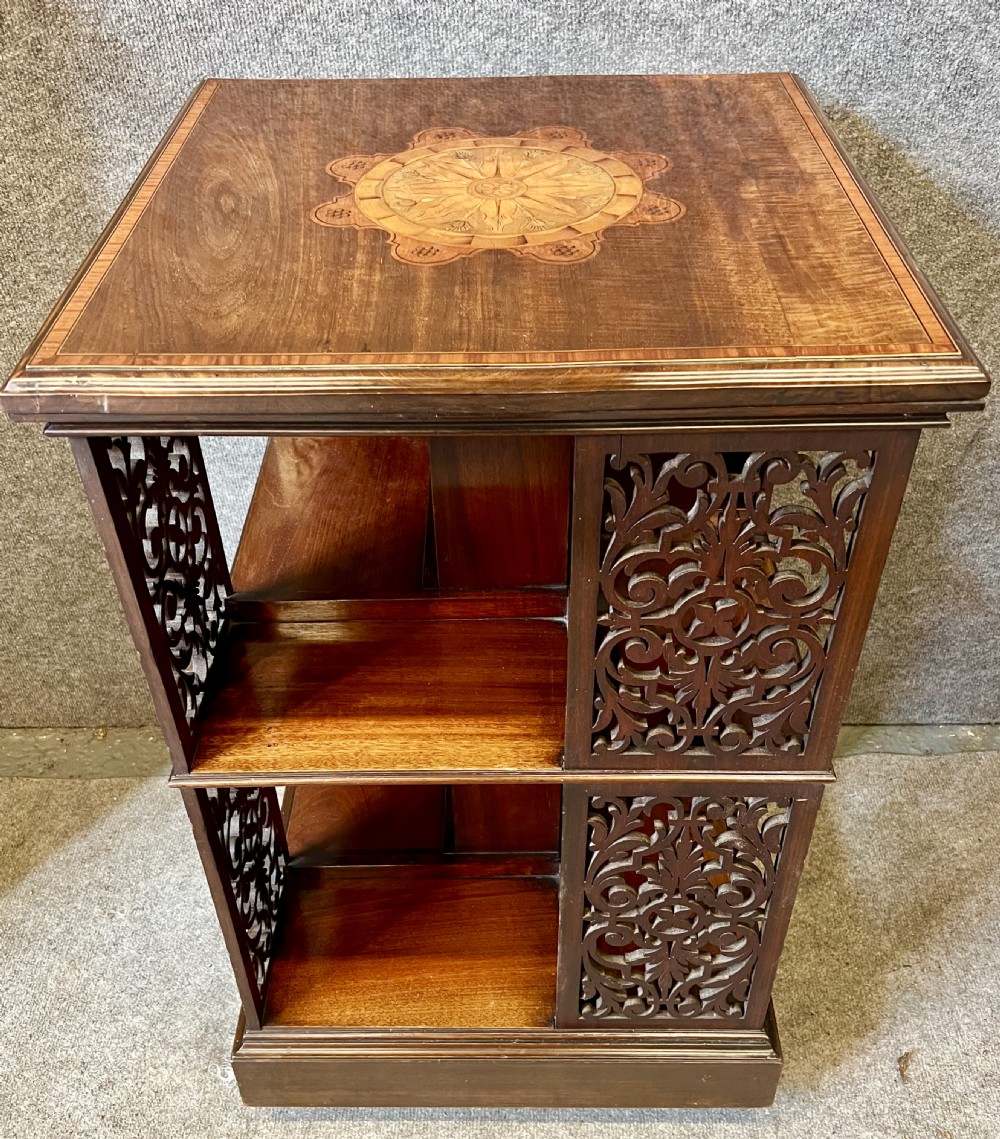Edwardian Mahogany & Inlaid Revolving Bookcase