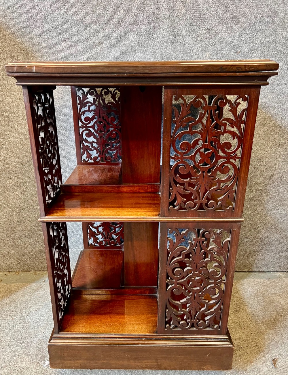 Edwardian Mahogany & Inlaid Revolving Bookcase View VI