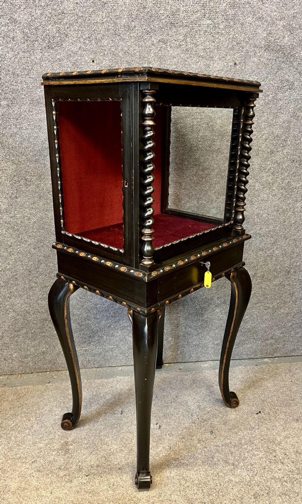 Antique Ebonised and Gilded Bijouterie Display Cabinet