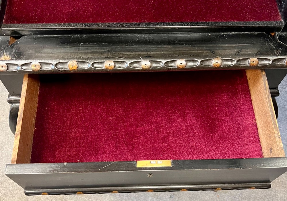 Antique Ebonised and Gilded Bijouterie Display Cabinet View V