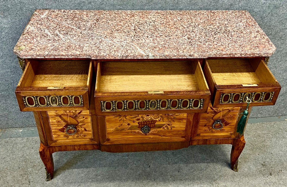 French Marquetry Inlaid Commode Chest View IV