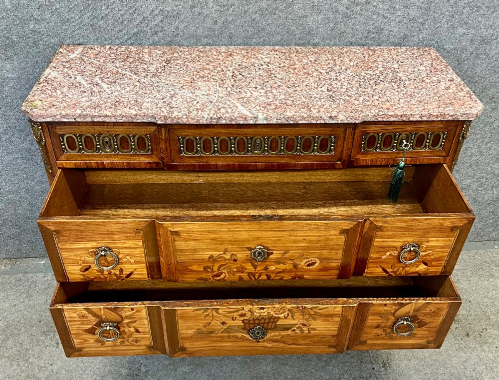 French Marquetry Inlaid Commode Chest View VII