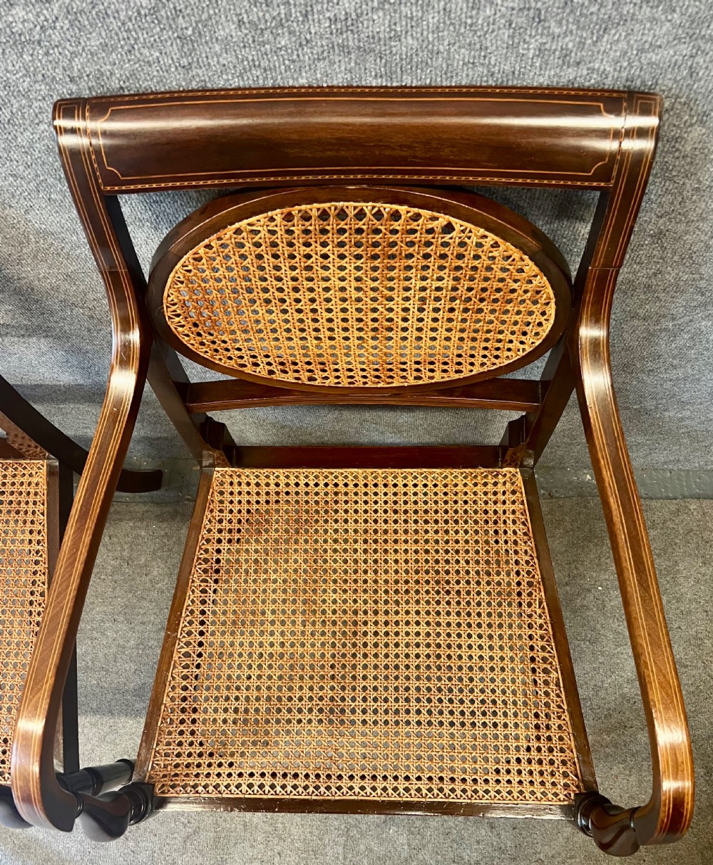 Pair of Edwardian Inlaid Mahogany Desk Elbow Chairs View III
