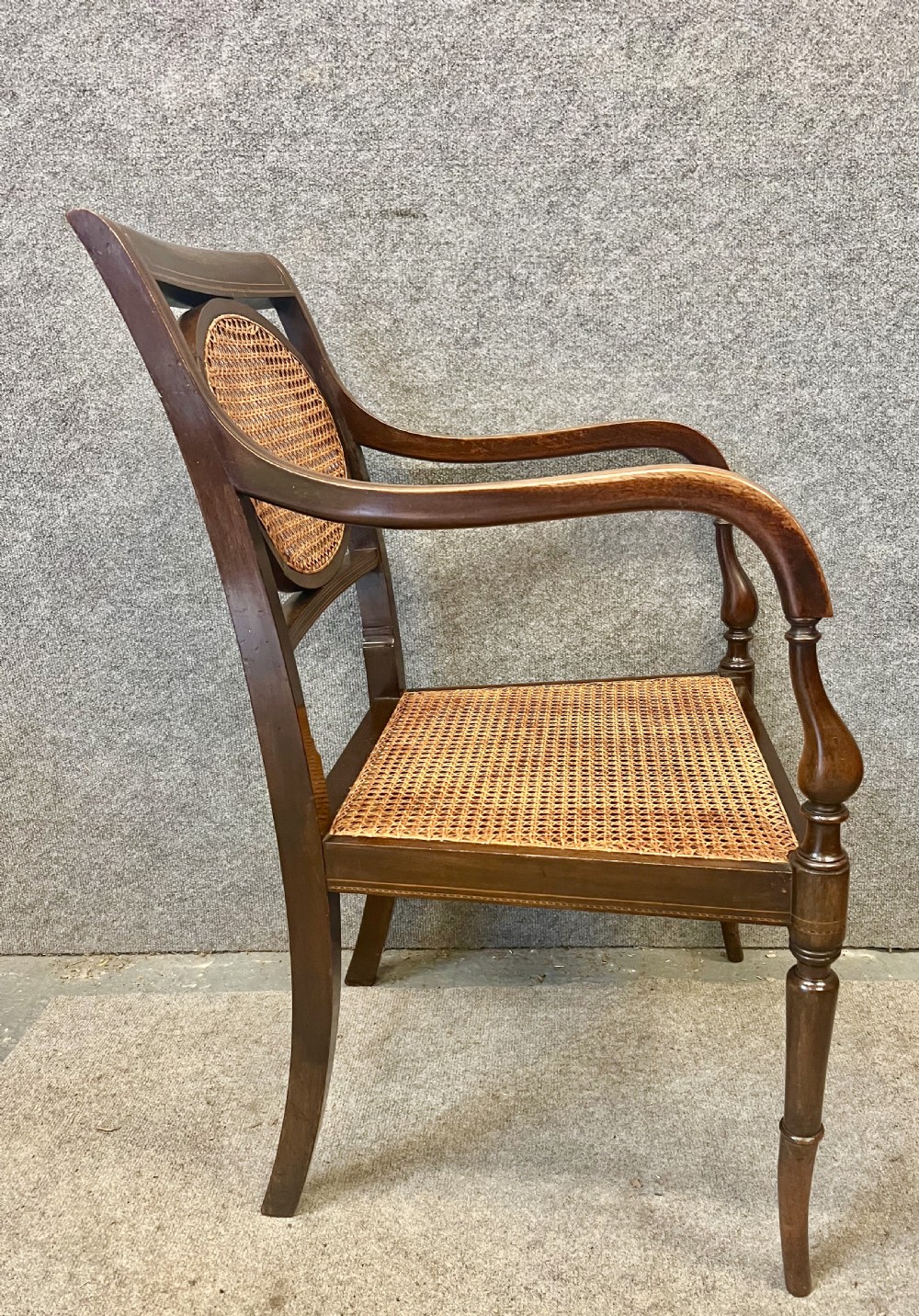 Pair of Edwardian Inlaid Mahogany Desk Elbow Chairs View V
