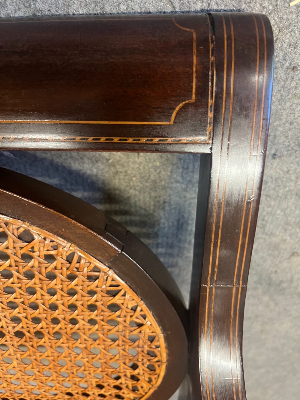 Pair of Edwardian Inlaid Mahogany Desk Elbow Chairs View XI