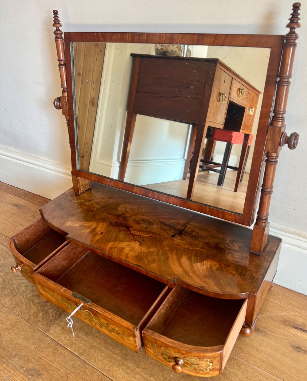 Regency Brass Inlaid Dressing Mirror View IV