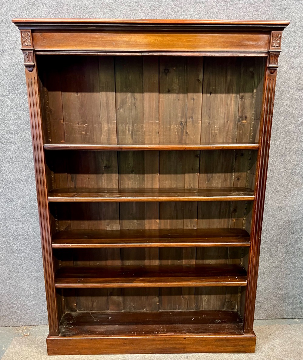 Edwardian Tall Mahogany Adjustable Shelved Open Bookcase