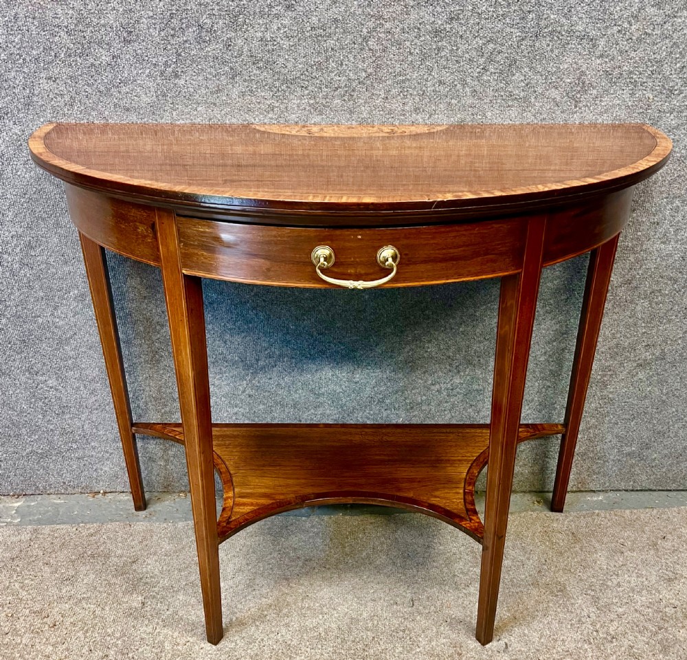 Edwardian Inlaid Demi Lune Console Side Table View III