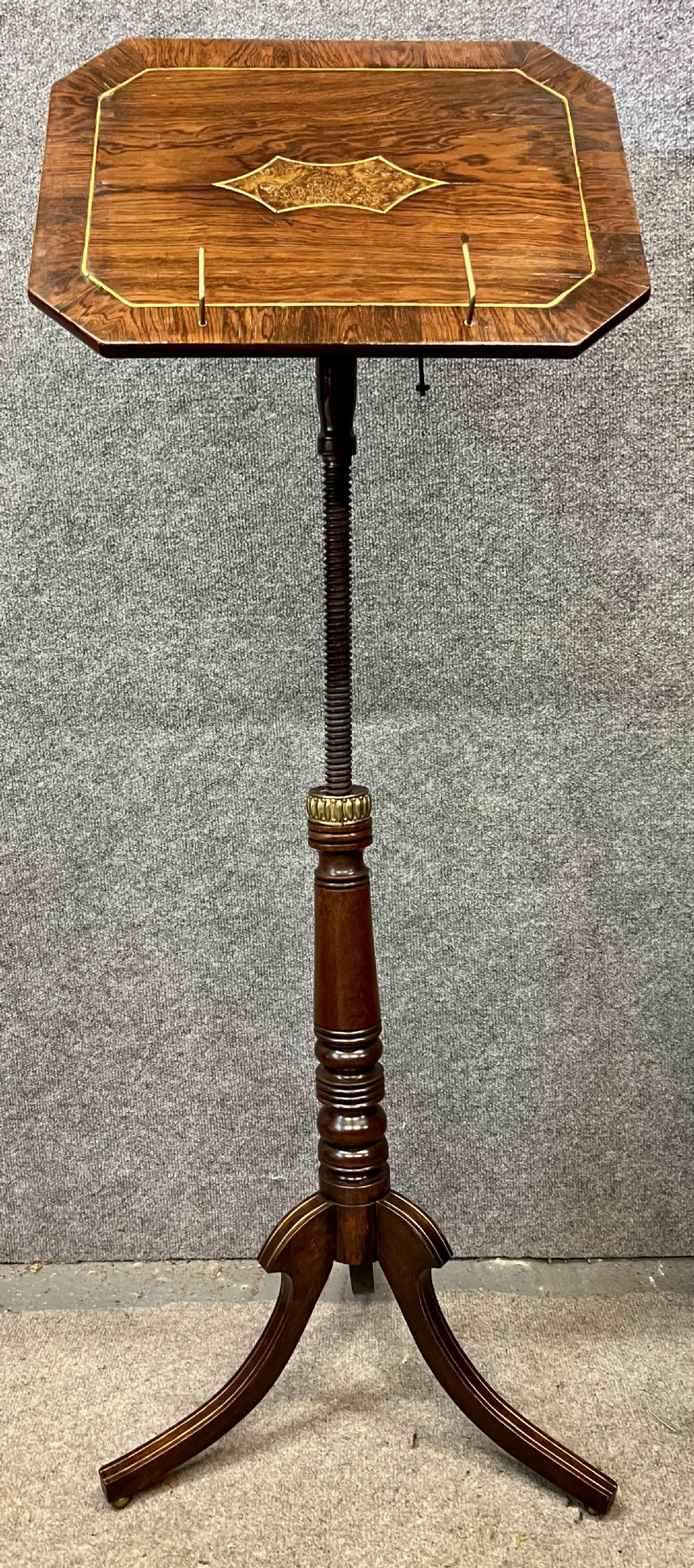 Regency Rosewood & Brass Inlaid Reading or Music Stand