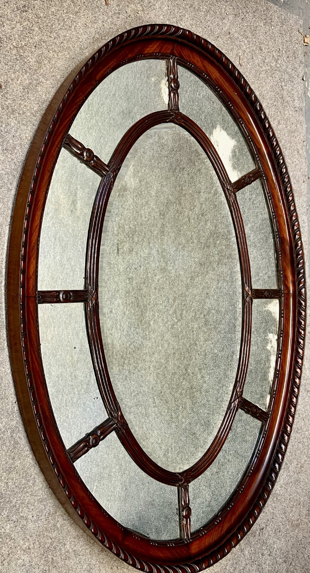 Victorian Oval Mahogany Marginal Wall Mirror