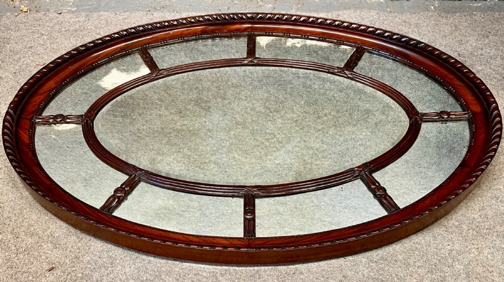 Victorian Oval Mahogany Marginal Wall Mirror View II
