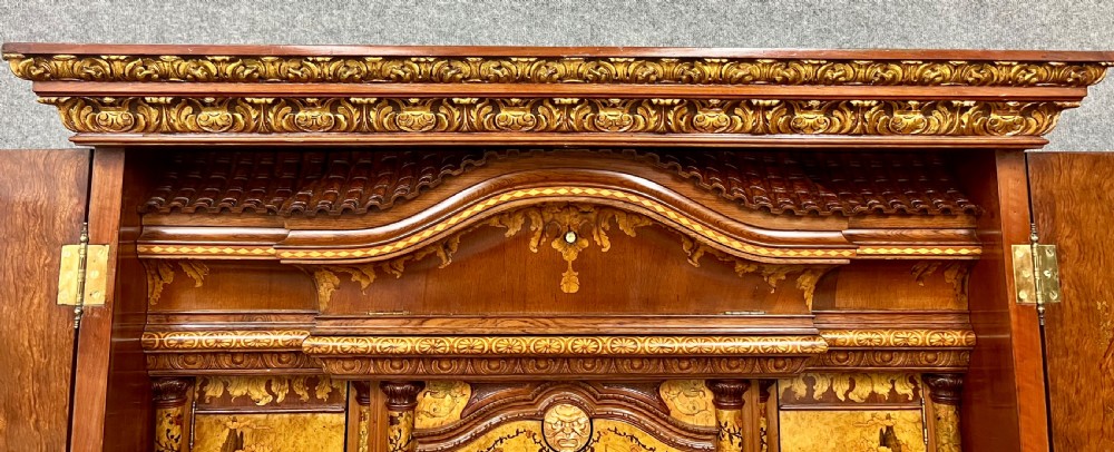 Spectacular Chinoiserie Palace Facade Marquetry Cabinet View V