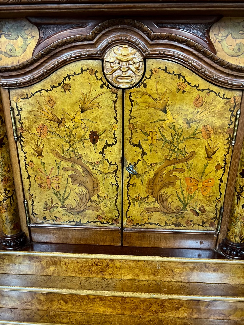 Spectacular Chinoiserie Palace Facade Marquetry Cabinet View VI