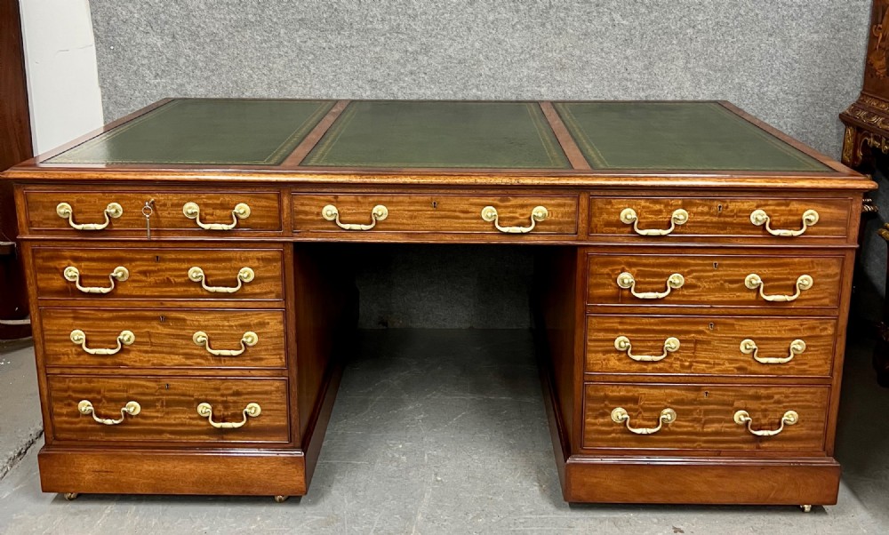 Very Large 18 Drawer Edwardian Partners Desk