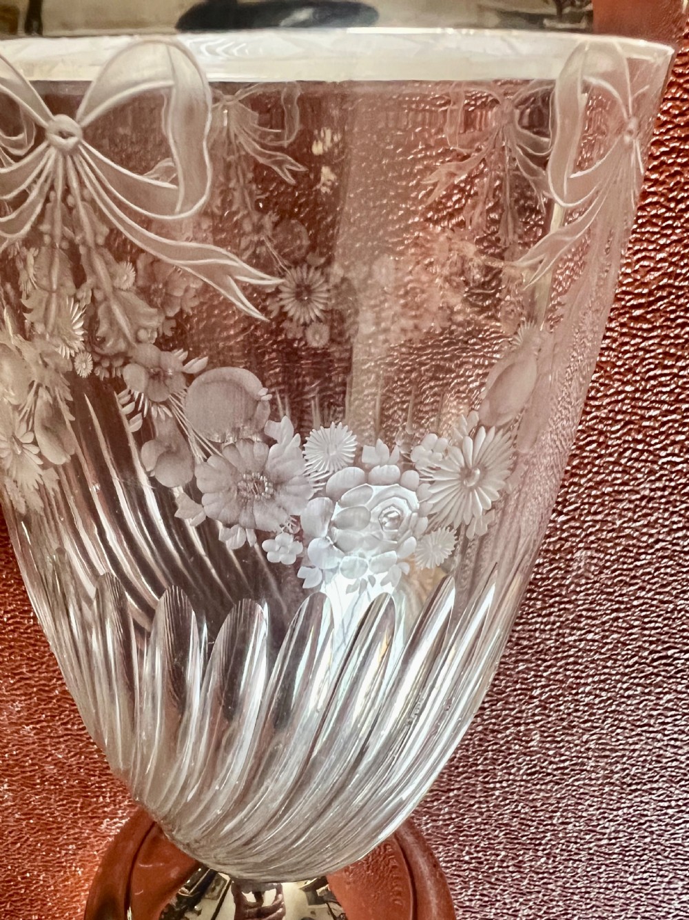 Edwardian Solid Silver & Cut Glass Claret Jug View II