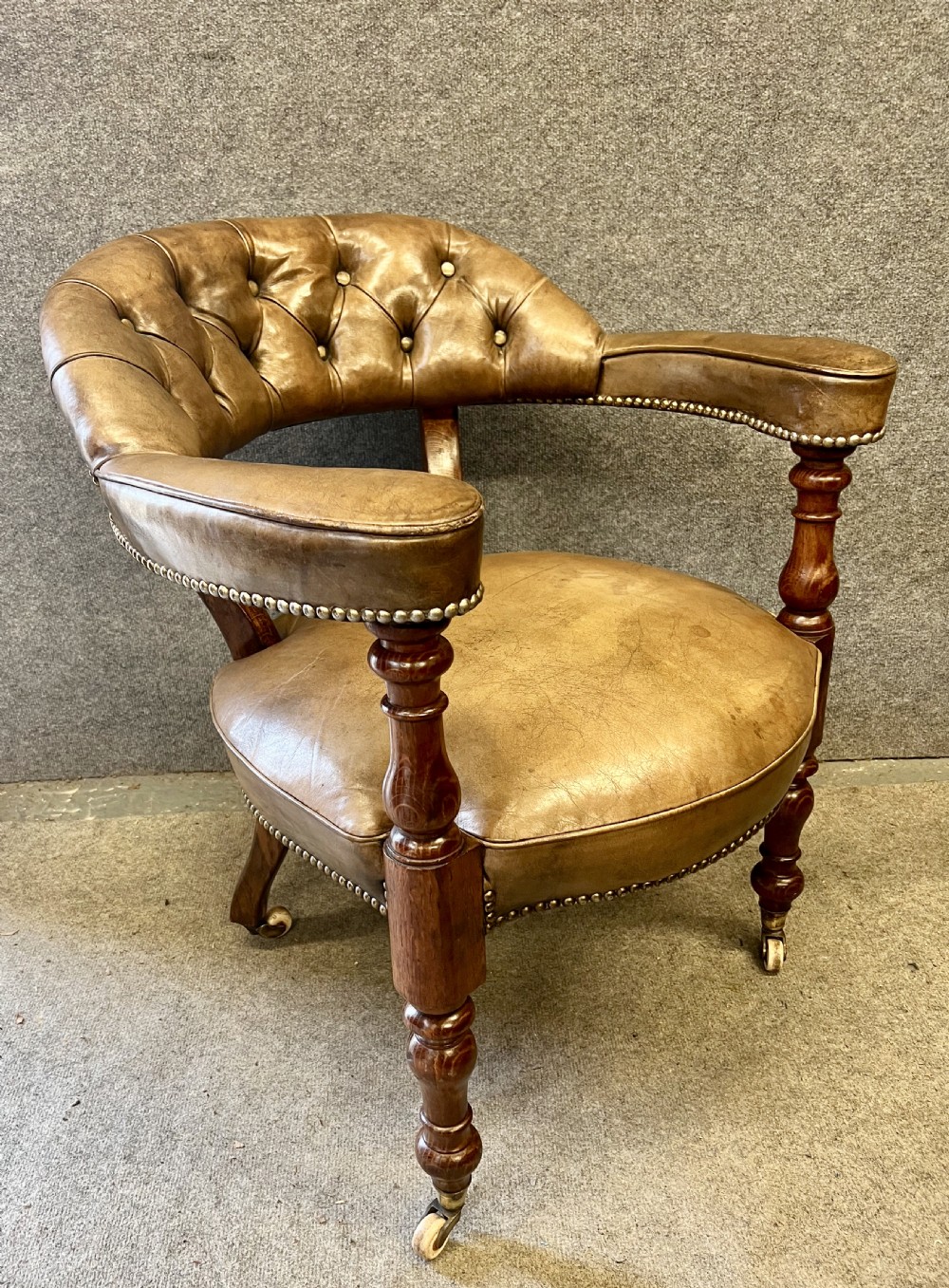 Victorian Oak & Leather Chair View III