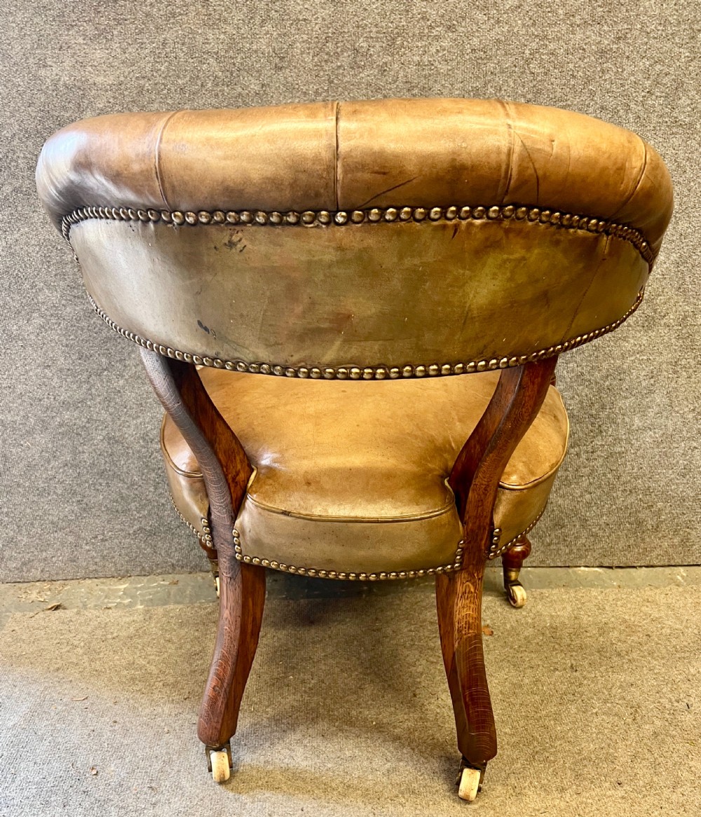 Victorian Oak & Leather Chair View IV
