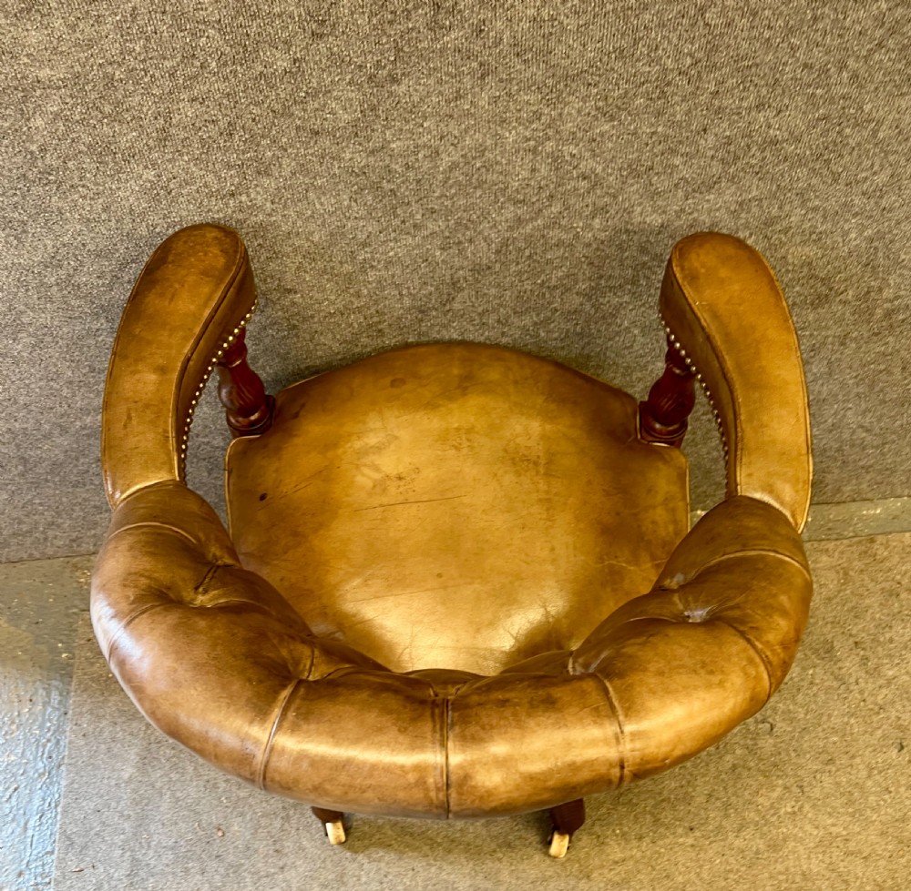 Victorian Oak & Leather Chair View V