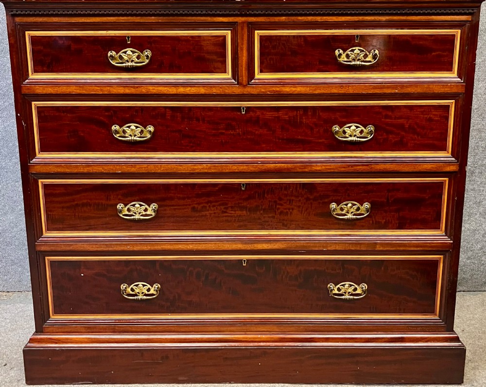 Superior Quality Mahogany & Inlaid Linen Press Wardrobe by James Shoolbred View II