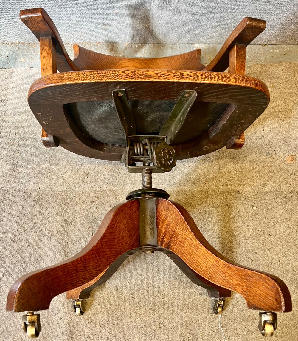 Antique Golden Oak Revolving Desk Chair View V