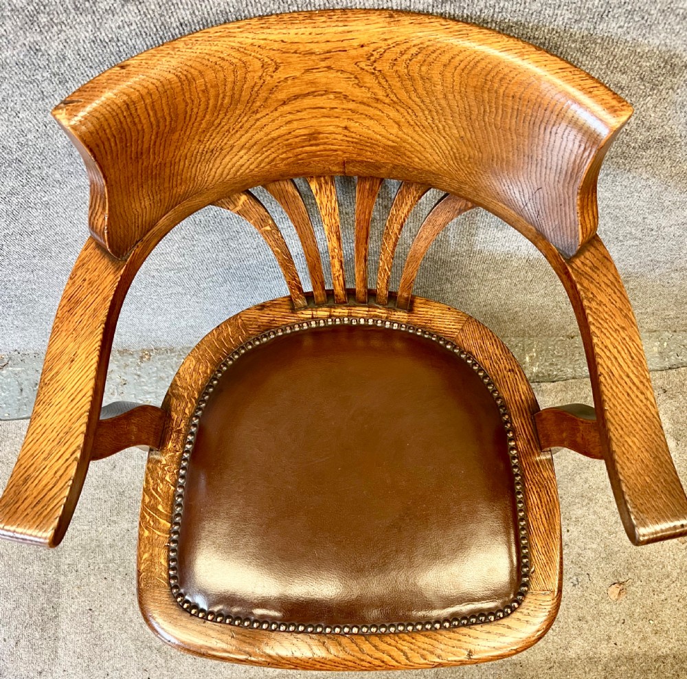 Antique Golden Oak Revolving Desk Chair View VI