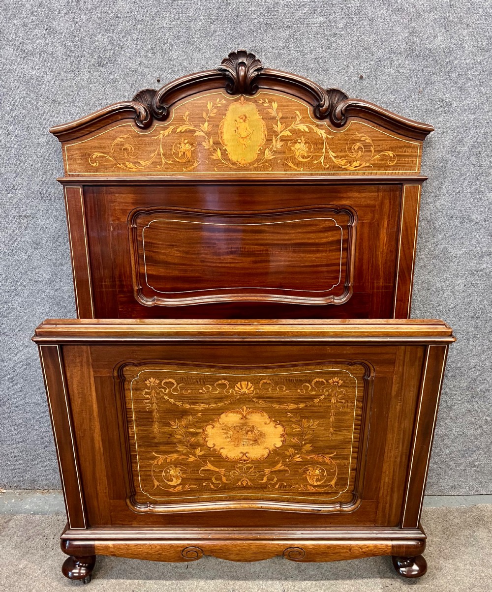 Stunning Edwardian Inlaid Mahogany Single 3 foot Bed
