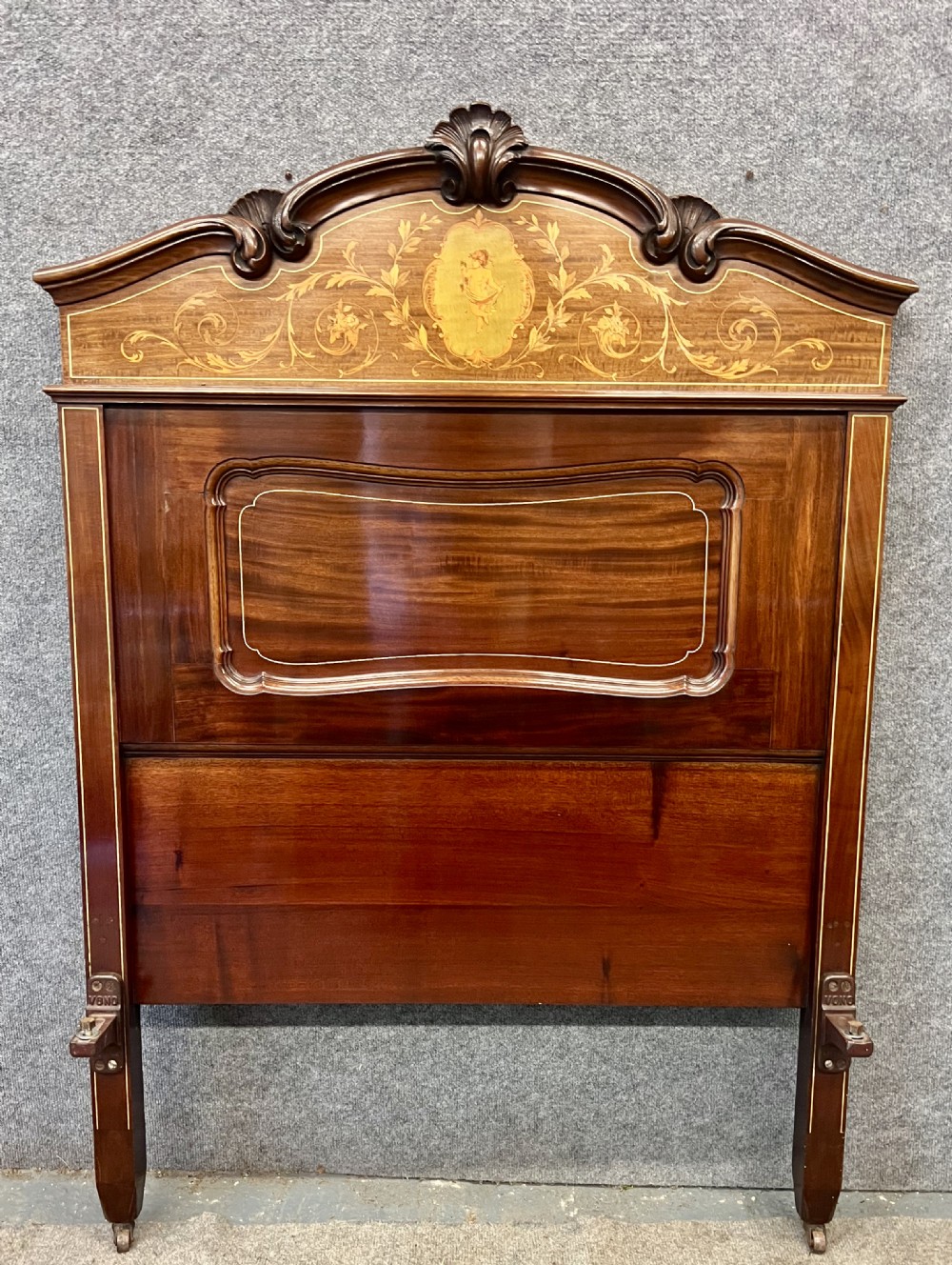 Stunning Edwardian Inlaid Mahogany Single 3 foot Bed View IV