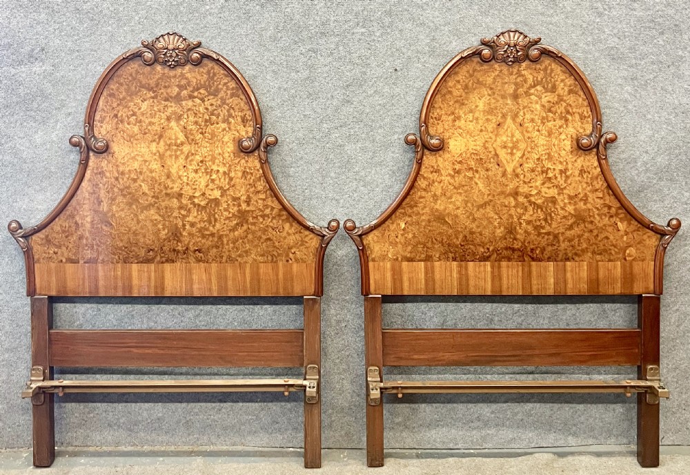  Very Good Pair of Antique Burr Walnut Single Beds View VII