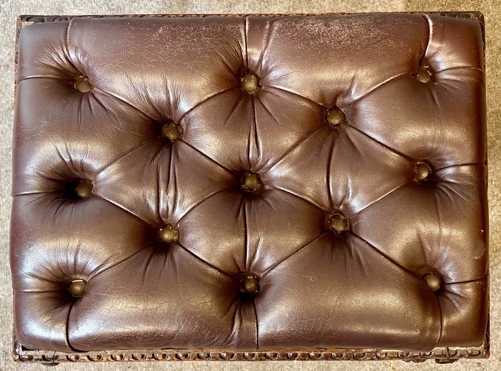 Small Victorian Carved Oak Foot Stool View II