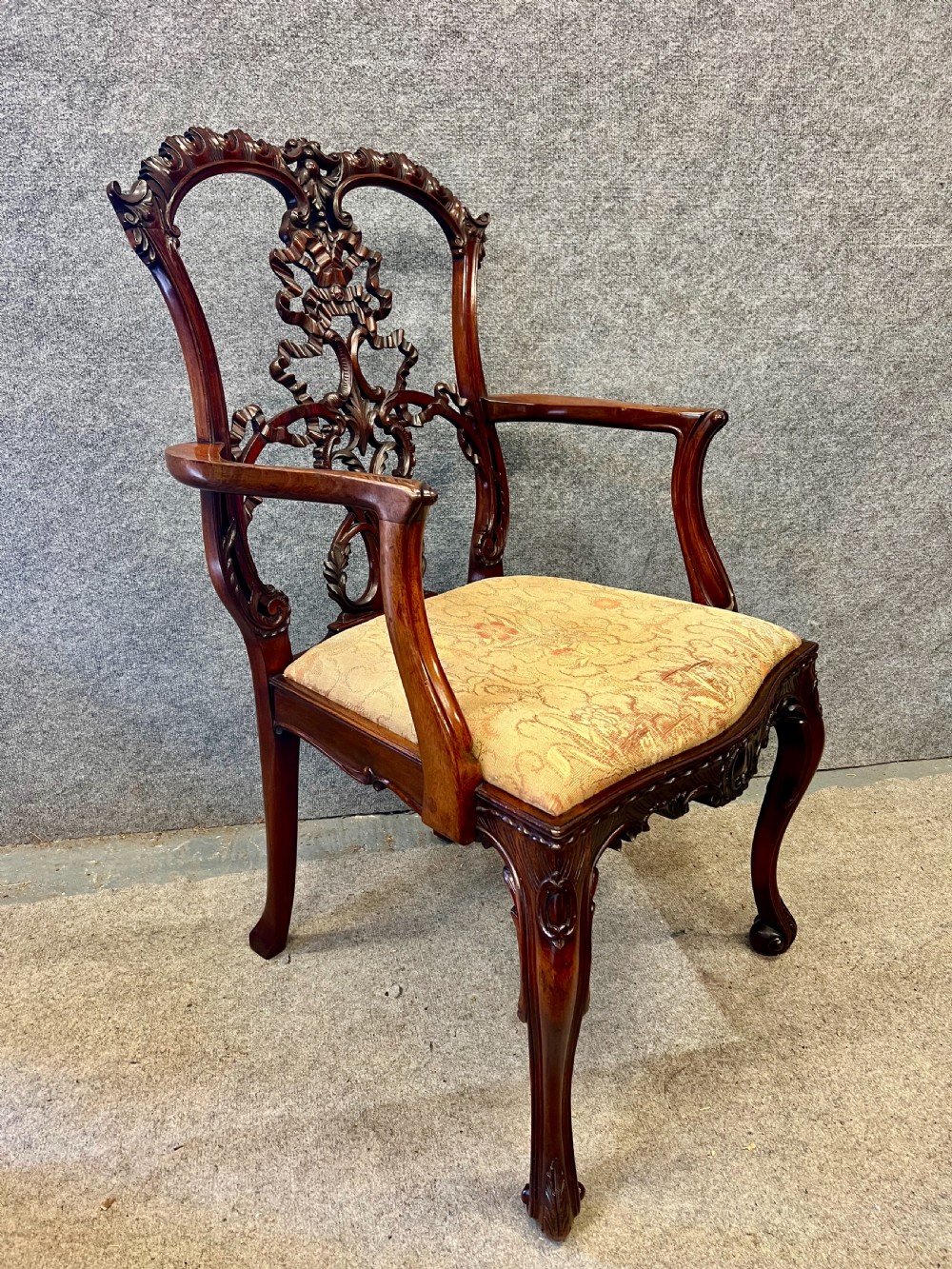Superb Edwardian Mahogany Elbow Desk Chair View III