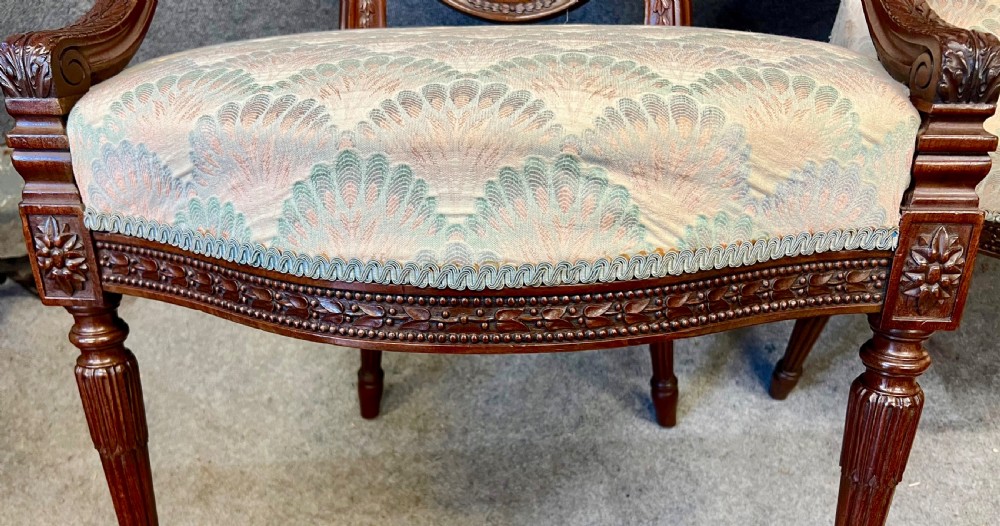 Good Quality Pair of Hepplewhite Style Mahogany Elbow Chairs View VI