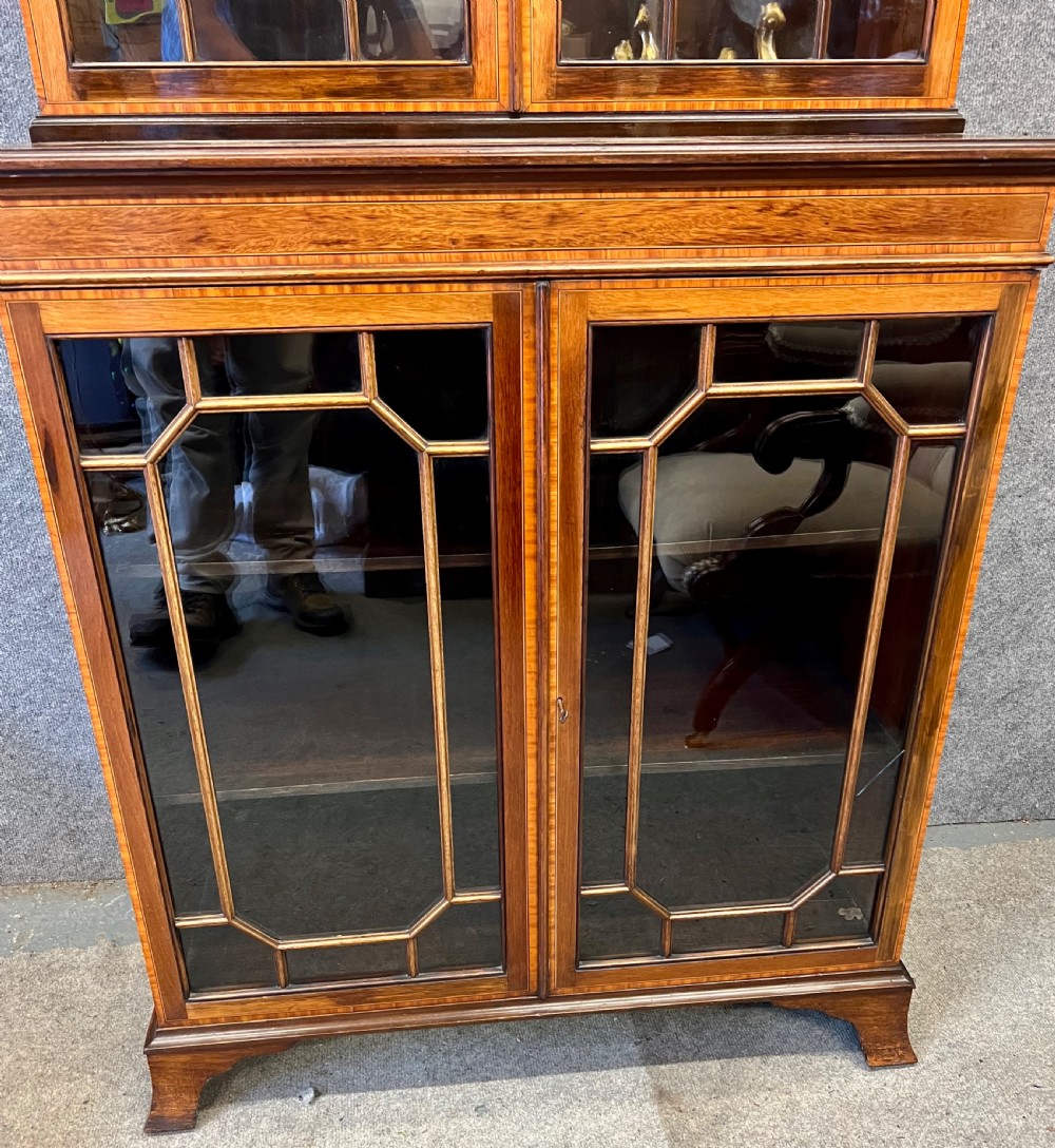 Edwardian Mahogany and Inlaid Bookcase View VI