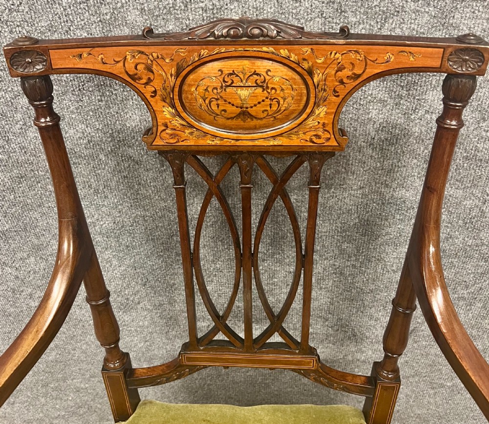 Superb Quality Edwardian Inlaid Elbow Chair View VIII