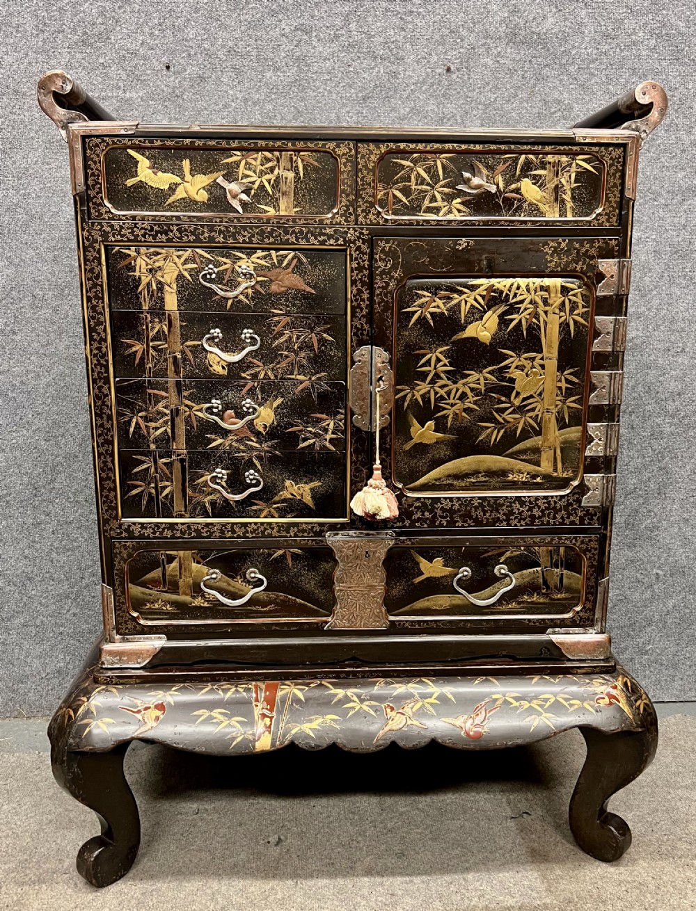 Japanese Meiji Period Shodana Cabinet on Stand