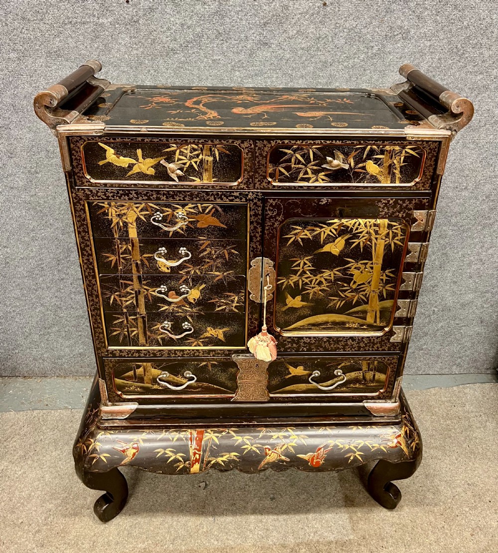 Japanese Meiji Period Shodana Cabinet on Stand View II