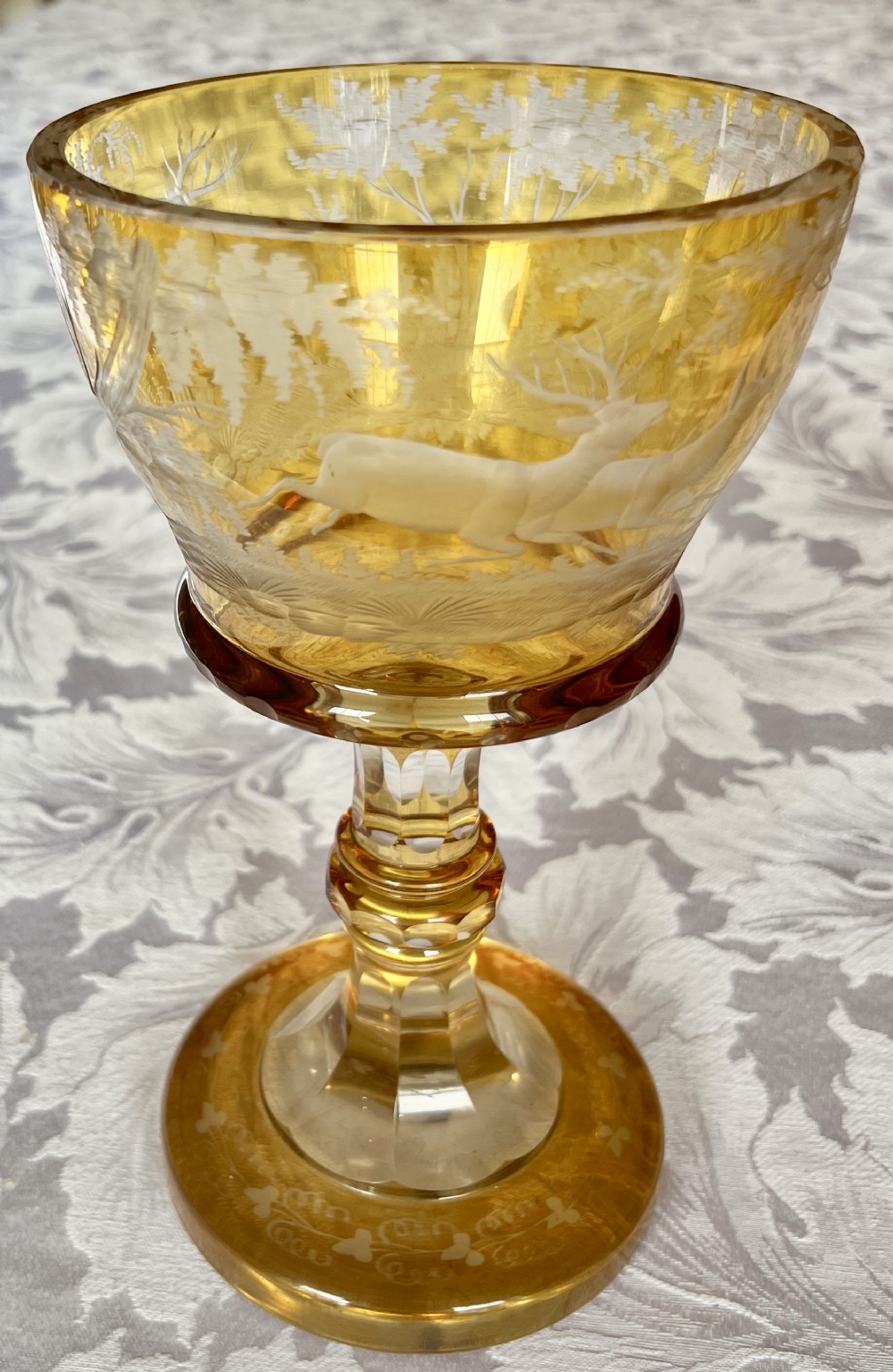 Large Bohemian Engraved Goblet