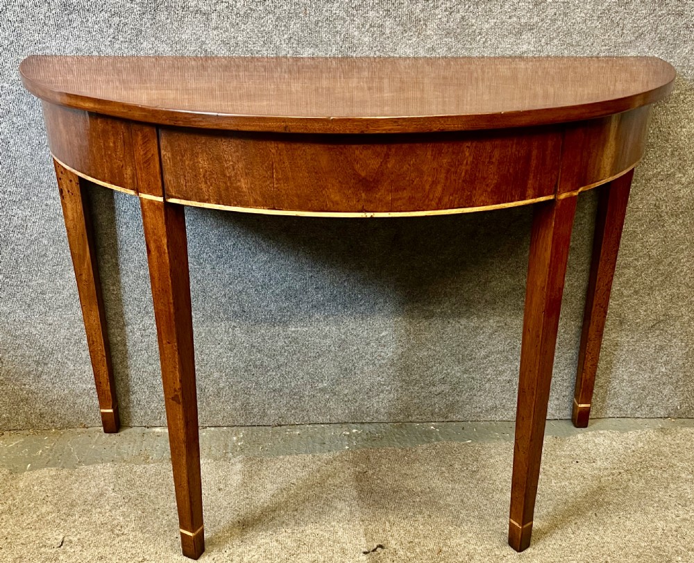 Pair of George III Mahogany Demi Lune Console Tables View II