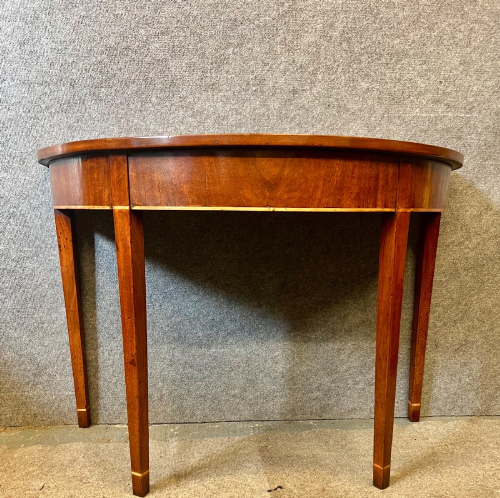 Pair of George III Mahogany Demi Lune Console Tables View III