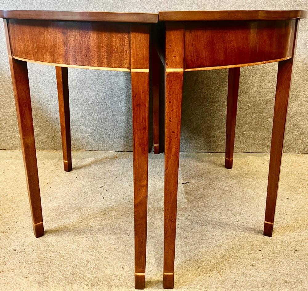 Pair of George III Mahogany Demi Lune Console Tables View IX