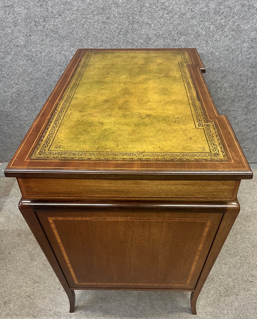 Good Quality Unusual Mahogany & Inlaid Antique Desk View XII