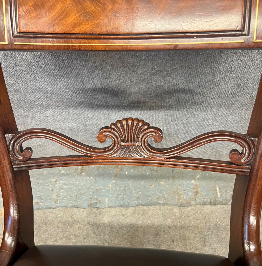 Pair Of Regency Brass Inlaid Mahogany Elbow Chairs View VI